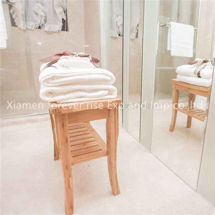 Bamboo Shower Seat Beach Bathroom Organizer Stool With Storage Rack